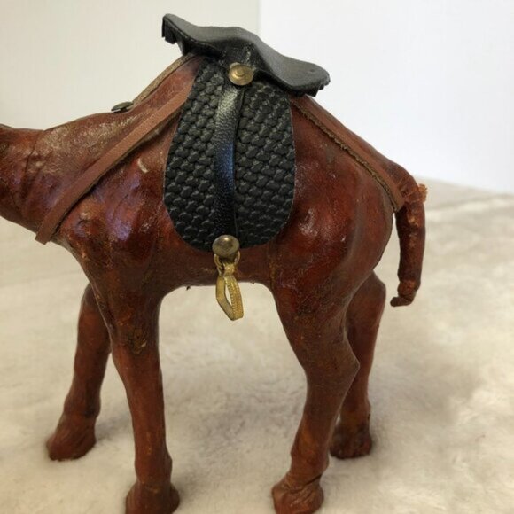 Vintage Handcrafted Leather Wrapped Camel Figurine - Picture 8 of 15
